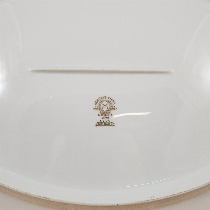 Noritake Goldart Oval Serving Platter White Ceramic Gold Trim 12" Plate 5290