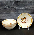 Noritake October Fest Set of 4 Soup Bowls Stoneware Brown Blue Yellow Floral