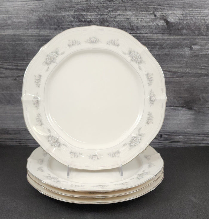 Noritake Southern Lace 4 Salad Plate Set Ceramic China Vtg Flower Ribbons Ivory