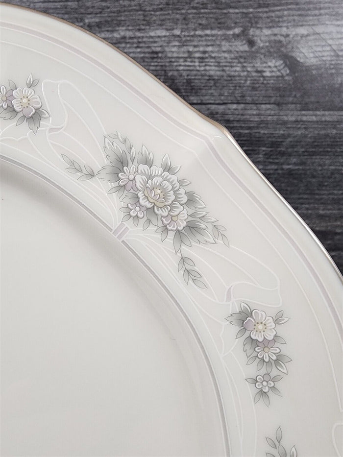 Noritake Southern Lace 4 Salad Plate Set Ceramic China Vtg Flower Ribbons Ivory