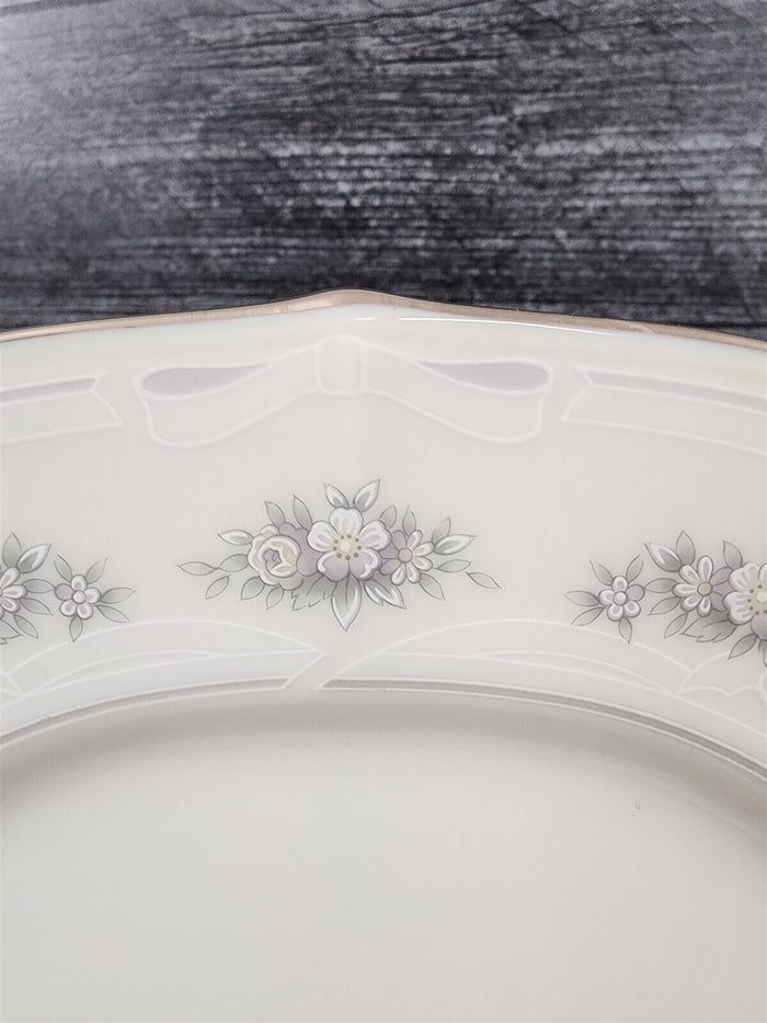 Noritake Southern Lace 4 Salad Plate Set Ceramic China Vtg Flower Ribbons Ivory
