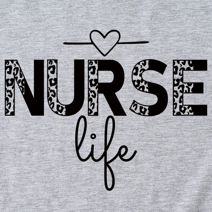 NURSE Life Letter Round Neck Loose Short Sleeve Casual T-shirt WomanT-Shirt