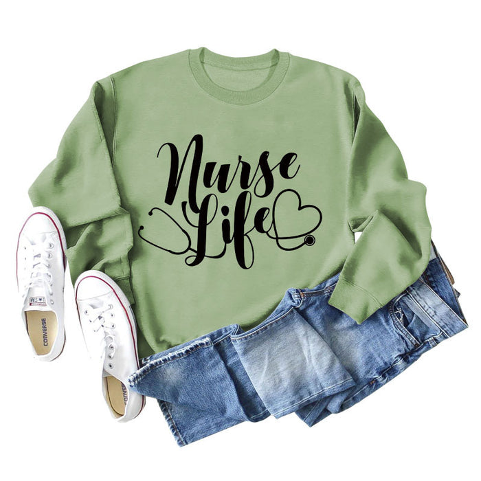 Olive sweater (black font) / S
