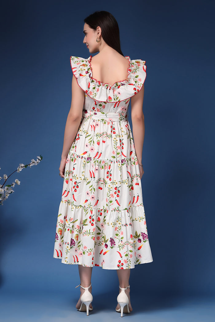 Close Up of Cotton Fabric Detail on Off-Shoulder Cotton Maternity Feeding Dress