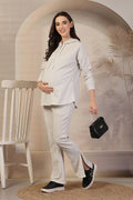 Off White Solid Maternity Pregnancy & Feeding Lounge Set