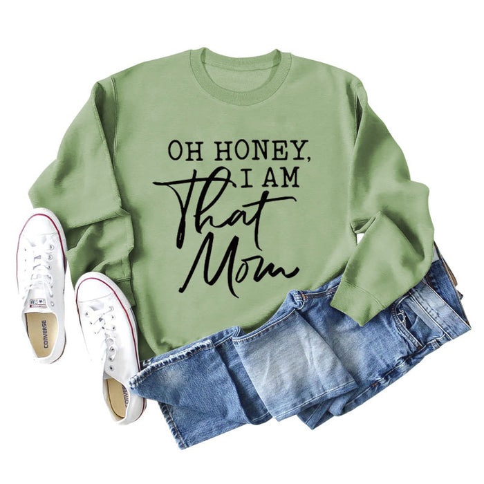 Olive green sweater (black font) / S