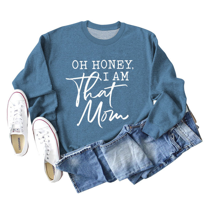 Blue sweater (white font) / S