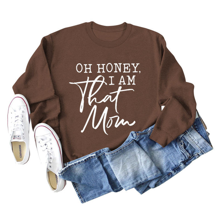 Coffee colored sweater (white font) / S