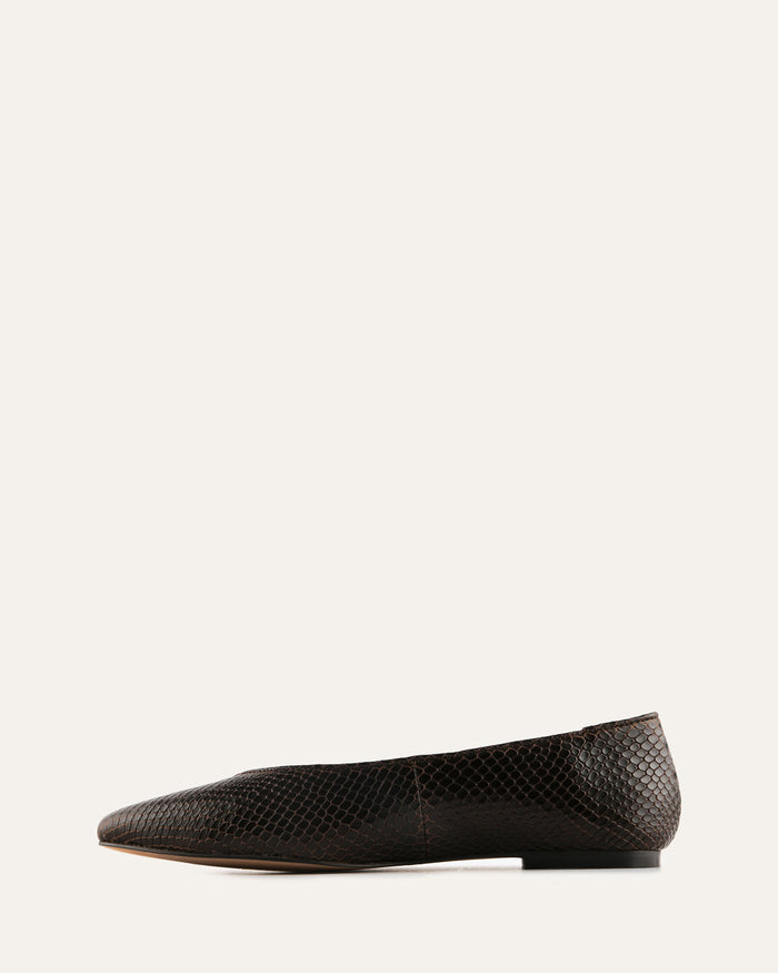 Black flat shoe on a white background