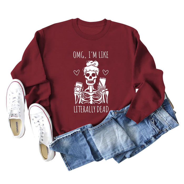Red wine sweater (white font) / S