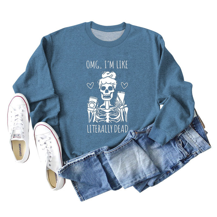 Blue sweater (white font) / S