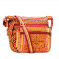 Vindigo shoulder bag orange linen tribal right side view