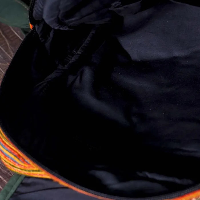 Vindigo yellow embroidered cotton backpack interior view