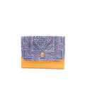 Vindigo blue indigo batik cardholder with yellow hemp base front view