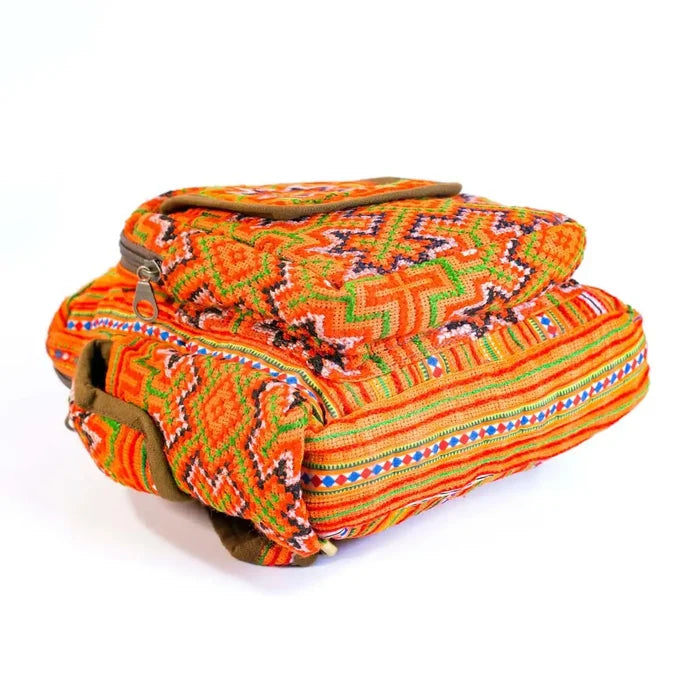 Vindigo crossbody orange linen star pattern folded detail