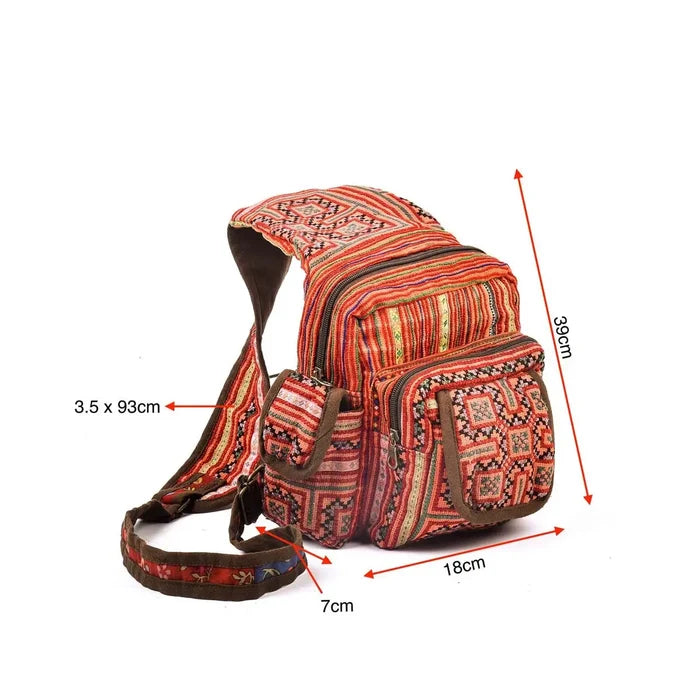 Vindigo crossbody orange linen star pattern side view
