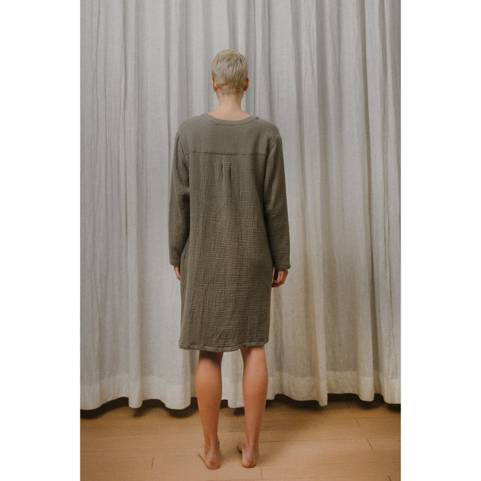 Sömn Premium Organic Gauze Cotton Long Nightshirt | Loungewear Sömn Home #color_olive