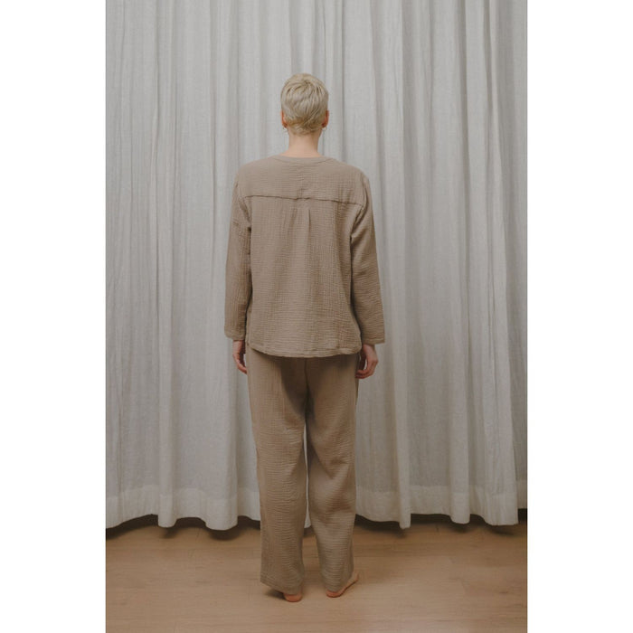 Sömn Premium Organic Cotton Gauze Sleepwear | Loungewear Shirt Sömn Home #color_chai