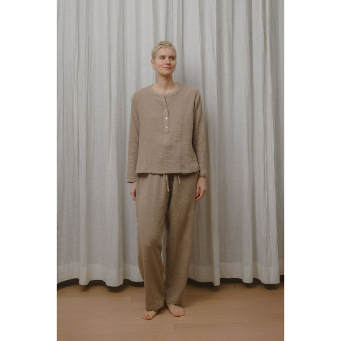 Sömn Premium Organic Cotton Gauze Sleepwear | Loungewear Set Sömn Home #color_chai