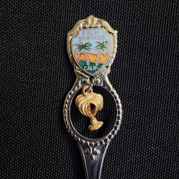 Palm Springs California Collectible Travel Souvenir Spoon 4.5" Palm Tree Dangler