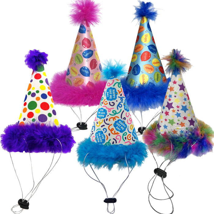 Dog wearing Party Hats with SnugFit® on a white background.