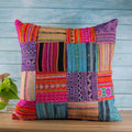 Vindigo multicolor cotton cushion cover with tribal patchwork front view