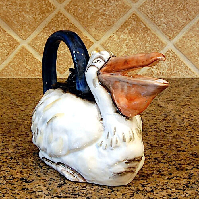 Pelican Bird Teapot Animal Ceramics Decorative Tea Pot Décor Blue Sky Clayworks