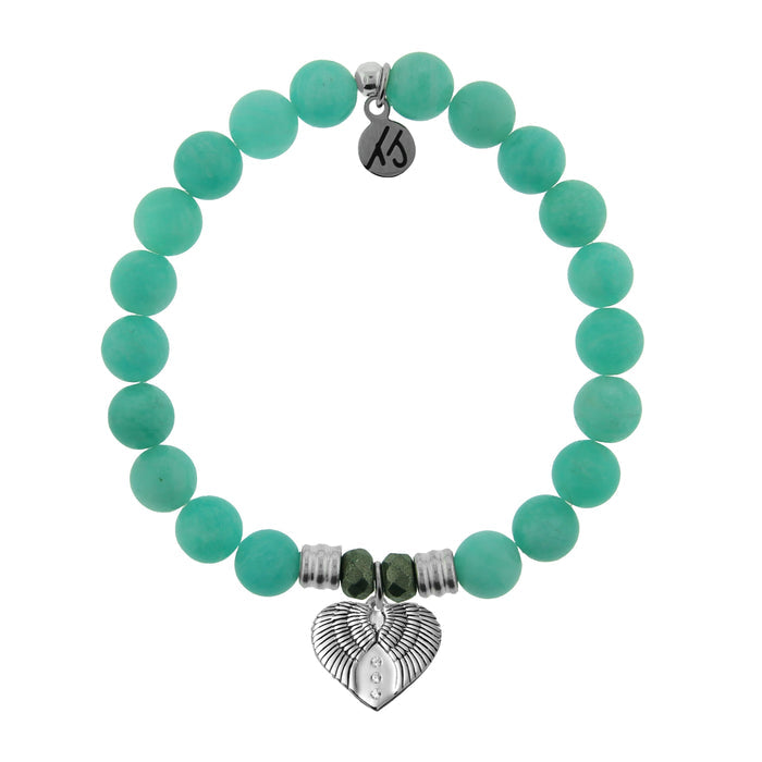 Peruvian Amazonite Bracelet with Heart of Angels Sterling Silver Charm