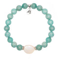 Peruvian Amazonite Gemstone with Pearl Coin Stacker Bracelet