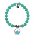 Peruvian Amazonite Stone Bracelet with Deep as the Ocean Sterling Silver Charm