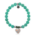 Peruvian Amazonite Stone Bracelet with Renewal Heart Sterling Silver Charm