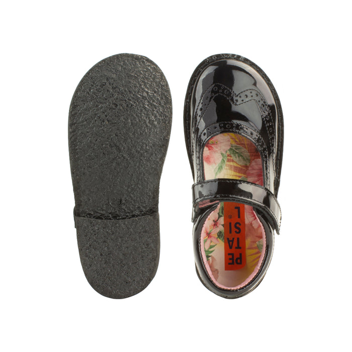 Petasil School Shoes | Claret | Black Patent