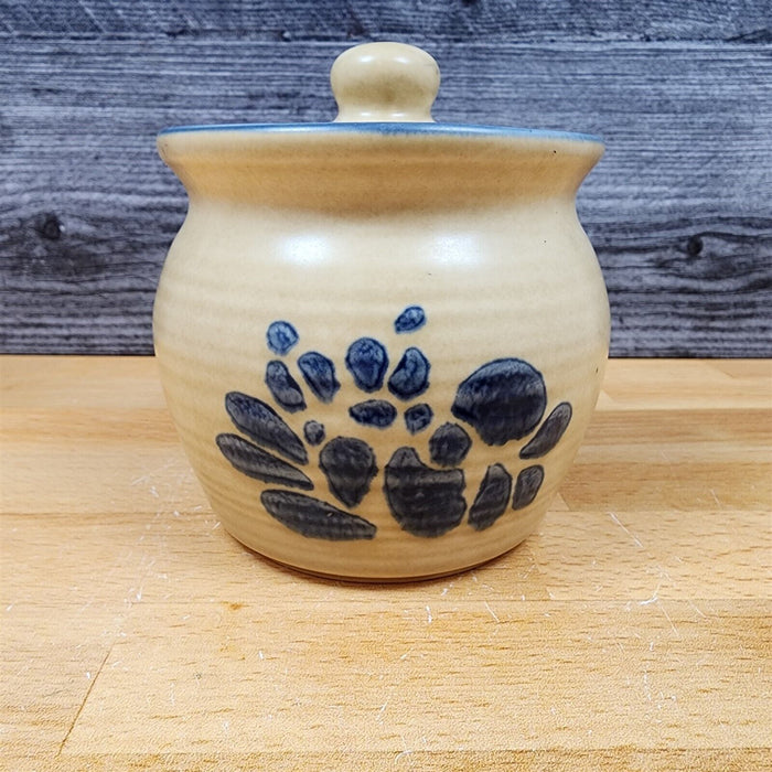Pfaltzgraff Folk Art Jam Jelly Jar & Lid Brown Floral Design