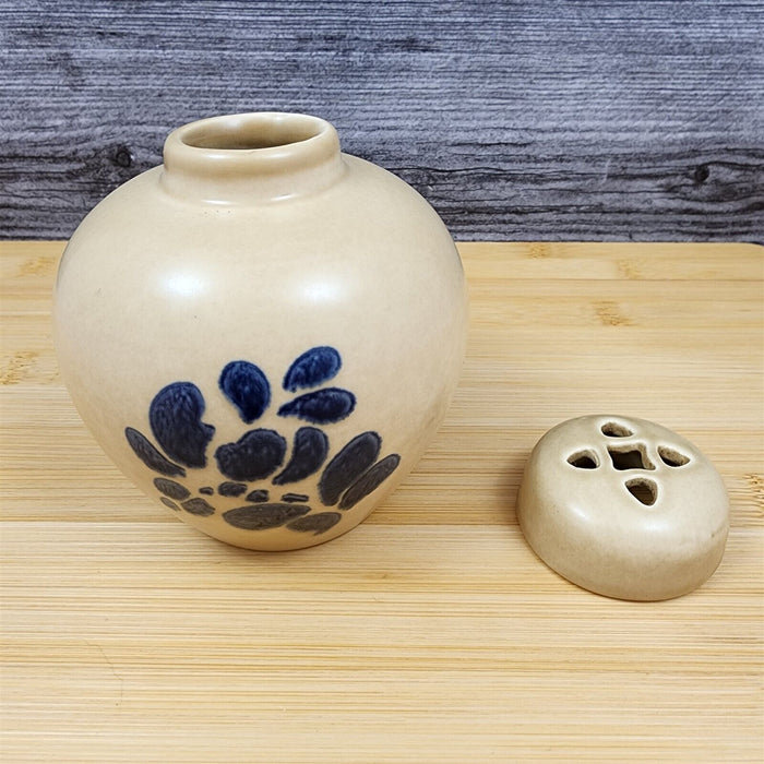 Pfaltzgraff Folk Art Potpourri Jar & Lid Brown Floral Design