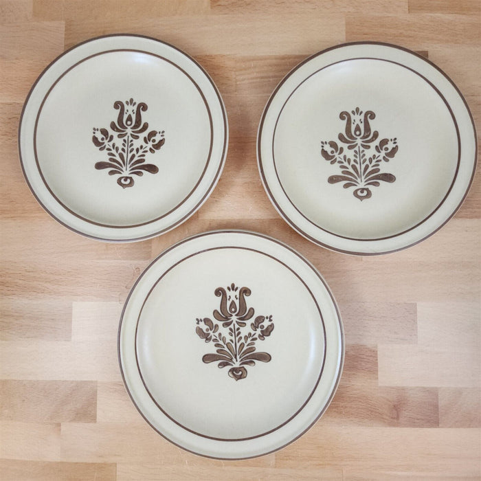 Pfaltzgraff Village Salad plate Small 6 3/4â€ Set of 3 Tan Brown Castle Mark