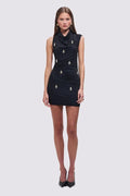 Phoebe Asymmetrical Cowl - Neck Embellished Mini Dress - SODA Fashion Haus