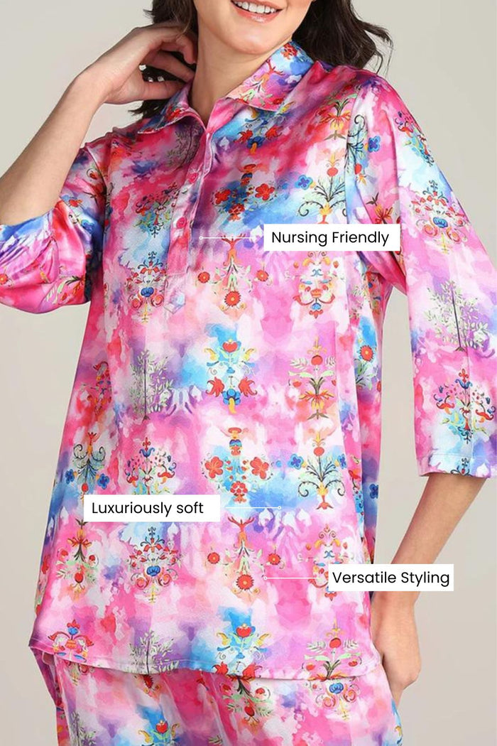 Pink Maternity Co-Ord Set With Zipless Feeding