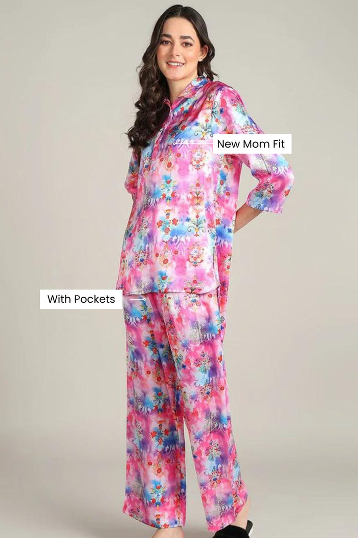 Maternity Pink Maternity Co-Ord Set With Zipless Feeding