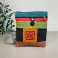 Pink pattern on orange patch - Hemp crossbody bag