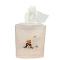 Pink Stripe Tissue Box Cover With Teddy Bear