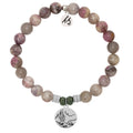 Pink Tourmaline Stone Bracelet with Cactus Sterling Silver Charm