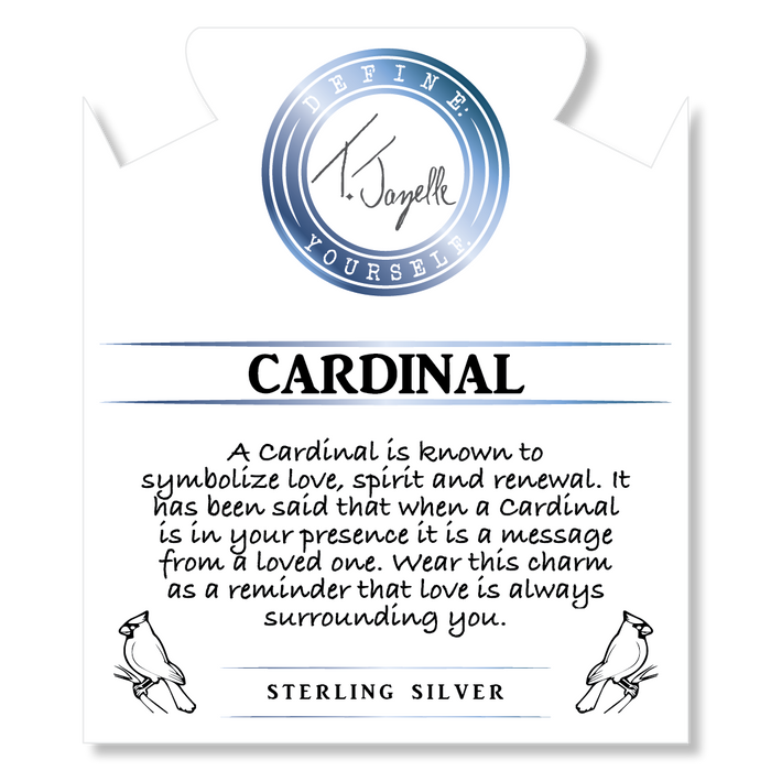 Pink Tourmaline Stone Bracelet with Cardinal Sterling Silver Charm
