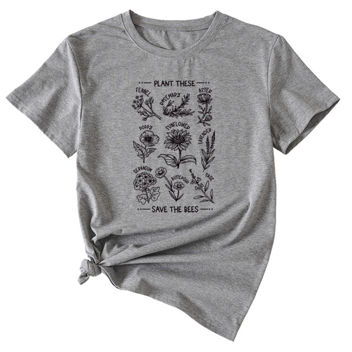 PLANT TESE SAVE THE BEES FLORAL PATTERN SHORT SLEEVES