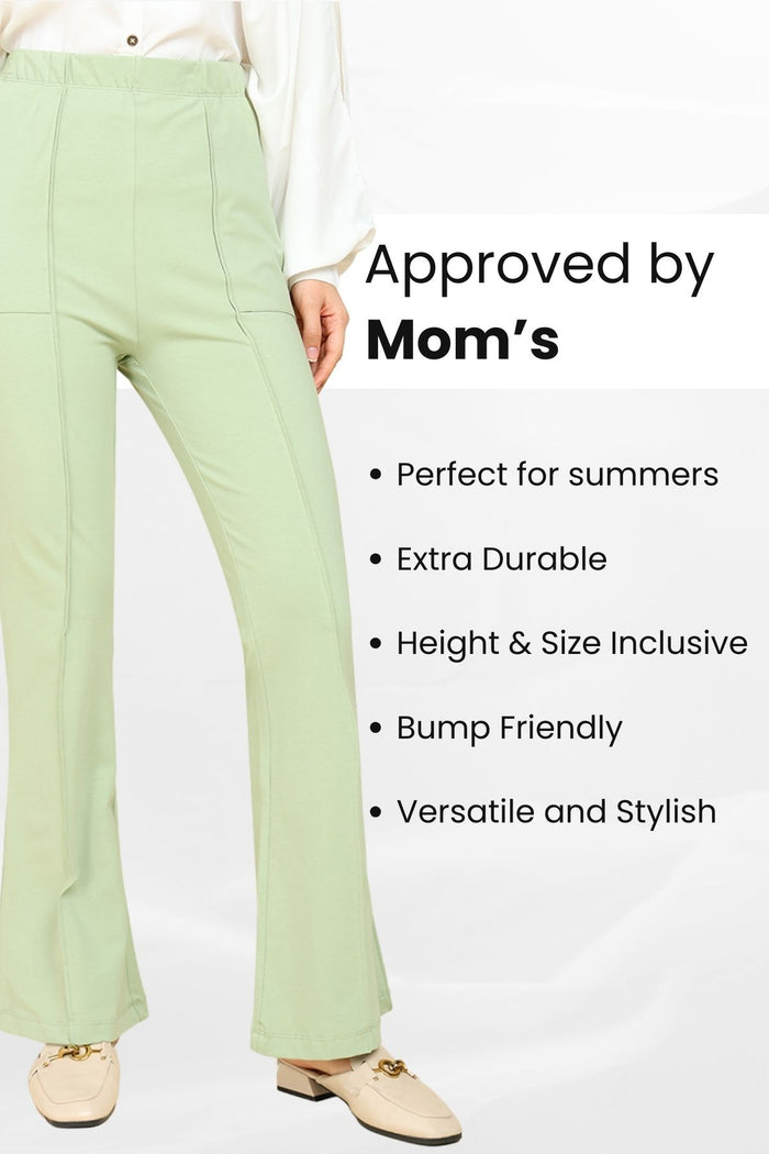 Pistachio Pants pleats; pleated design creates room and flow for movement.