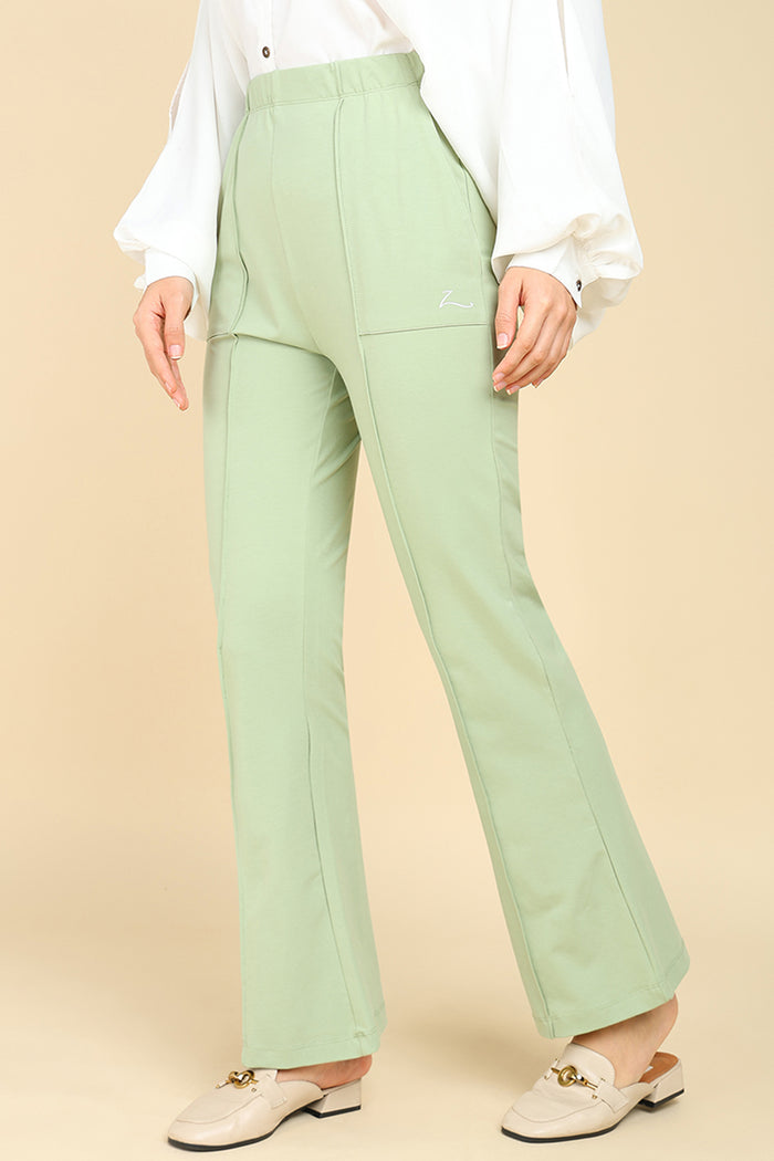 Pistachio Cotton Pants fabric; breathable cotton ensures comfort in all climates.