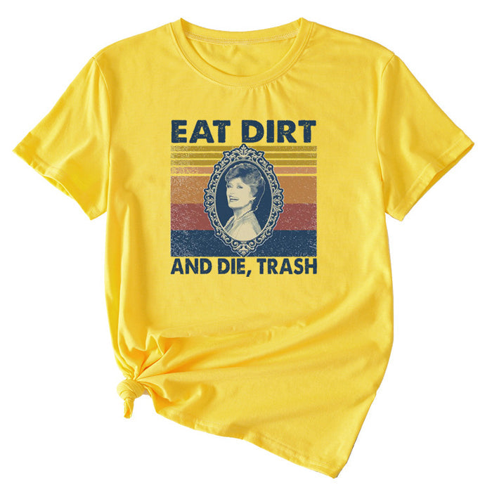 Plus Size Trend Womens Dress Eat Dirt Fun Pattern Short Sleeve