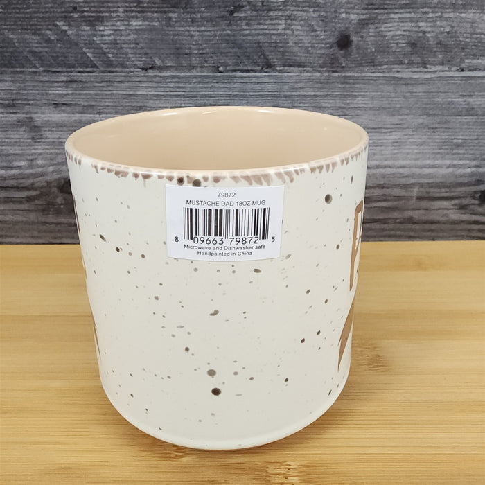 POPS Dad Mug Mustache Ceramic Embossed Coffee Cup Blue Sky Father's Day Beige