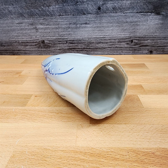 Porcelain Japan Blue & White Iris Wall Pocket Vase Planter Conical Cone Sconce