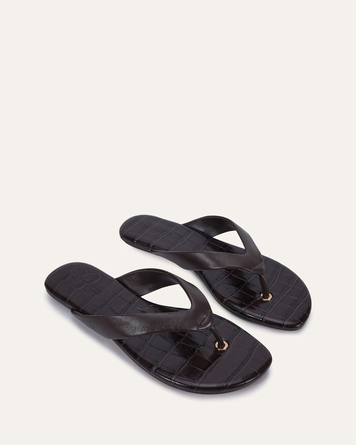 PRAGUE FLAT SANDALS CHOCOLATE LEATHER
