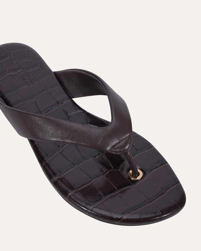 PRAGUE FLAT SANDALS CHOCOLATE LEATHER